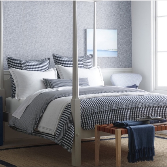 BNWT Thayer Matelasse - Euro Sham - WHITE/NAVY - Picture 2 of 3